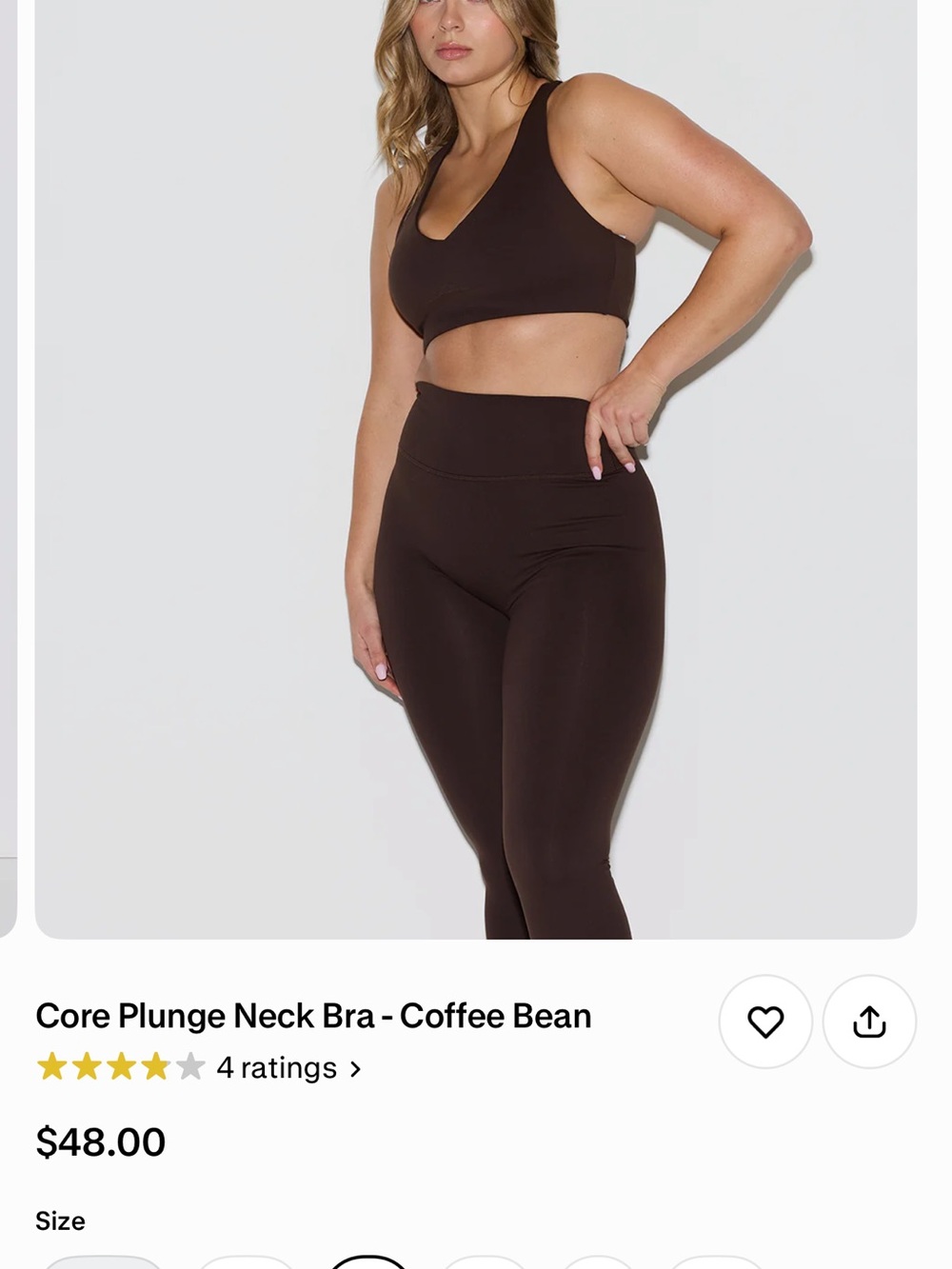 QDQ Core Plunge Crossback Sports Bra - Coffee